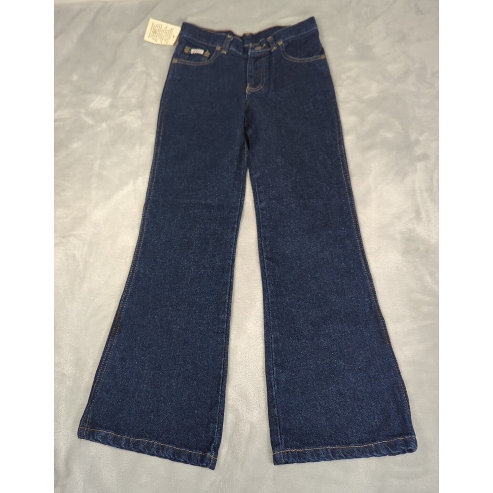 Stevenson Jeans Womens 8 Dark Zip Fly Rugged Farm Chore Denim Wide Leg 23x26 NWD